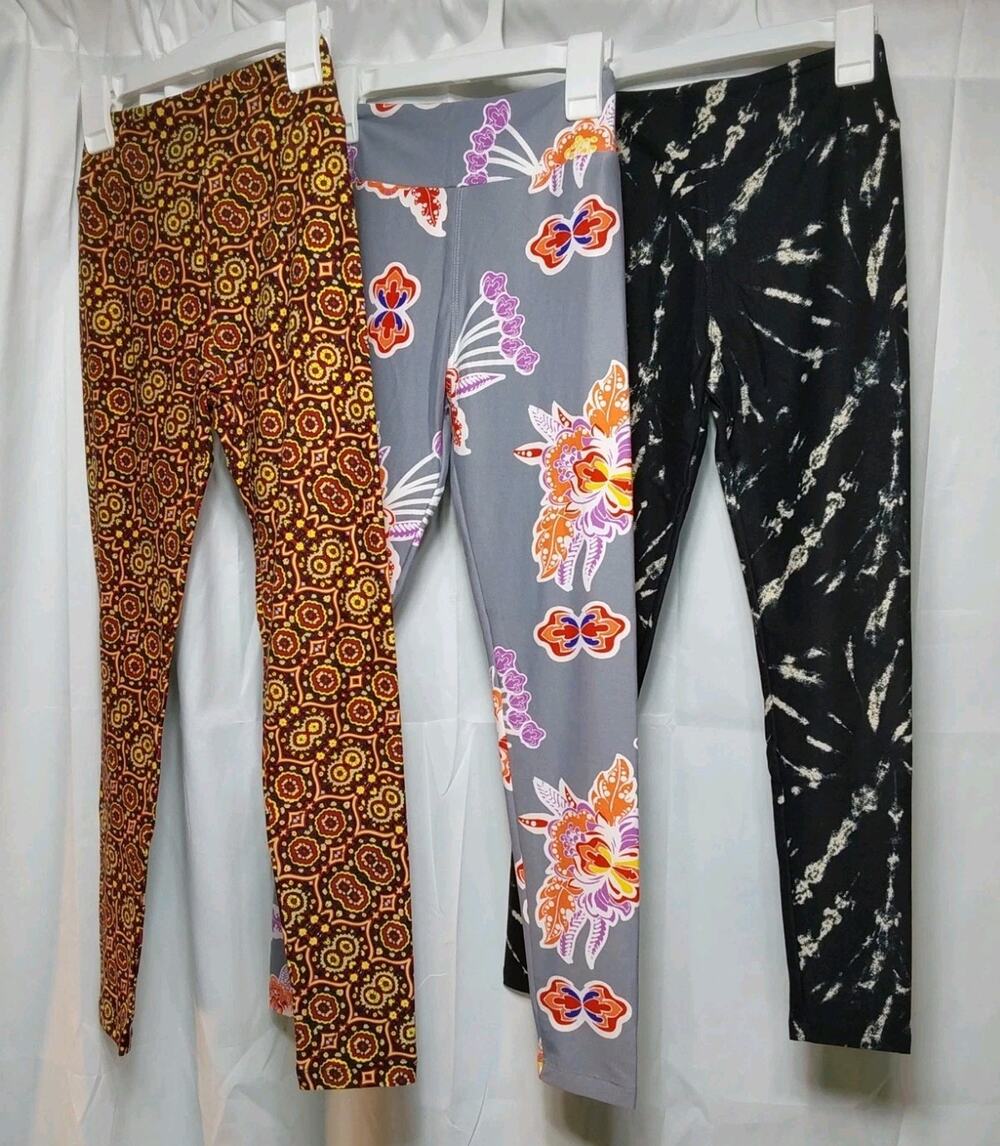 LuLaRoe Tween Multicolor High-Waist Ankle Leggings 3 Pack #K11